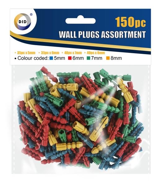 Assorted Wall Plugs 150 Pack - Click Image to Close