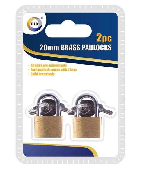 Brass Padlocks 20mm 2 Pack - Click Image to Close