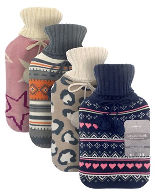 Hot Water Bottles With Trendy Knitted Cover - Click Image to Close