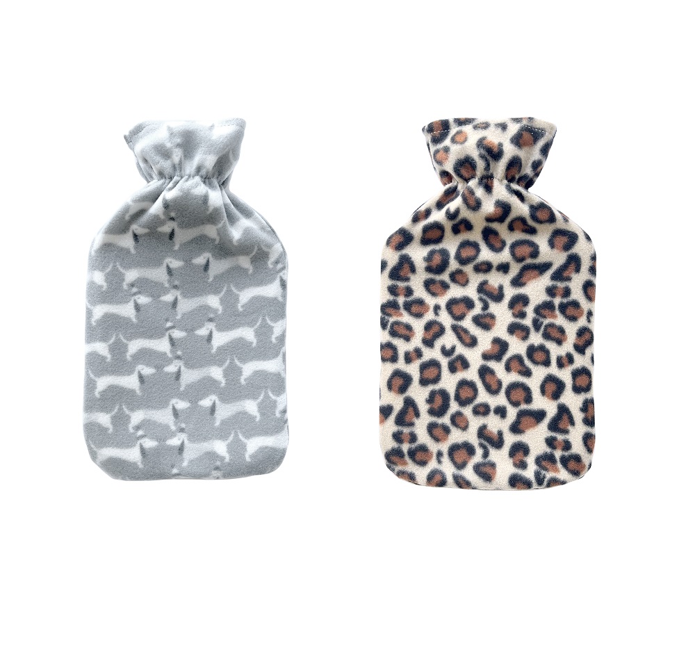 Printed Fleece Hot Water Bottle With Cover - Click Image to Close