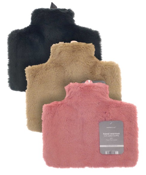 Hand Warmer Hot Water Bottles with Luxury Faux Fur Cover - Click Image to Close