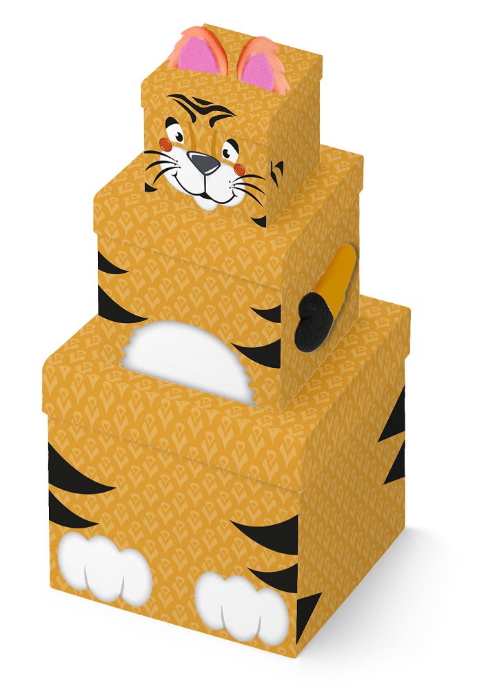 3Pc Plush Box Tiger - Click Image to Close
