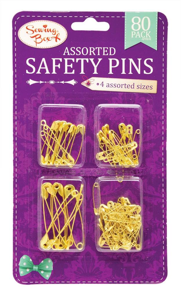 Safety Pins Gold 80 Pack - Click Image to Close