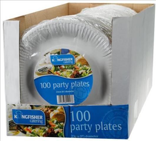 9" ( 23cm ) White Paper Disposable Plates 100 Pack - Click Image to Close