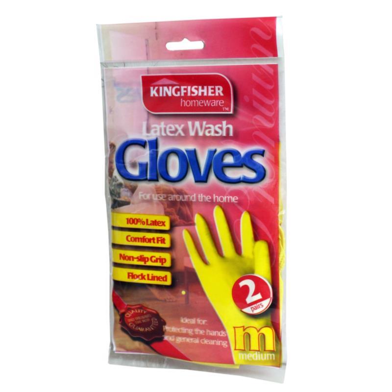 Household Latex Rubber Gloves Medium 2 Pairs - Click Image to Close
