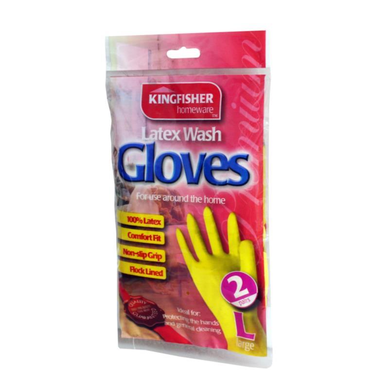 Household Latex Rubber Gloves Large 2 Pairs - Click Image to Close