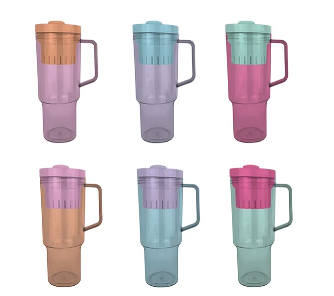 Clear Colour Cup With Mix Match Straw 1200ml - Click Image to Close