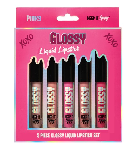 Liquid Lipstick Pink Glossy 5Pack - Click Image to Close