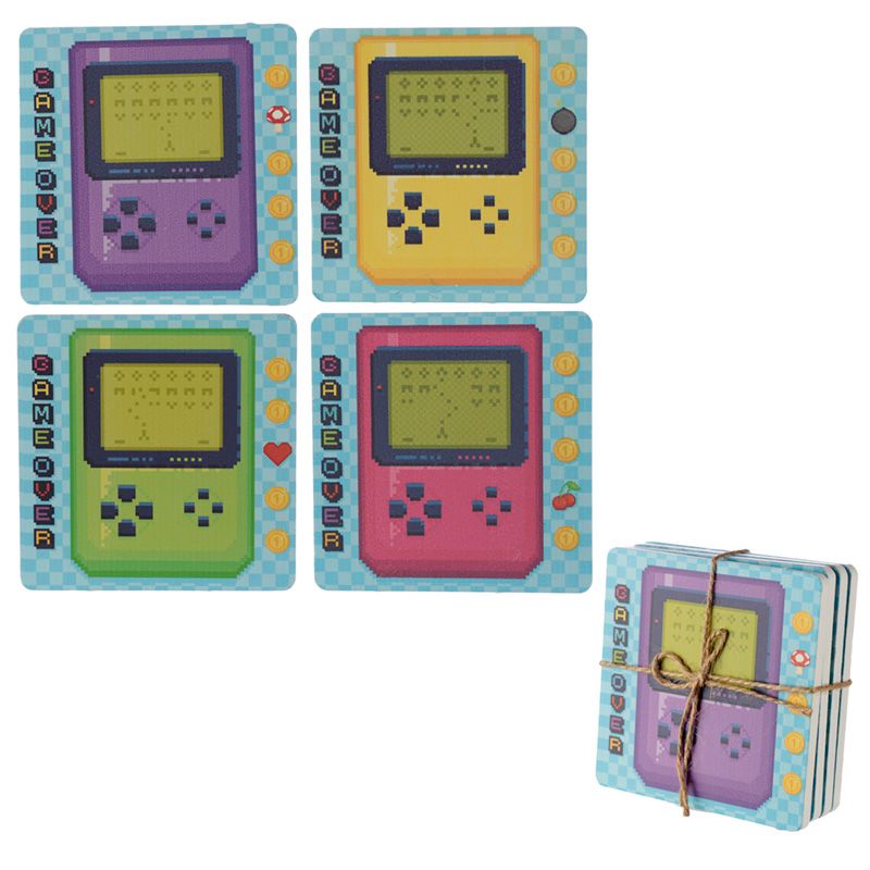 Set Of 4 Novelty Game Over Coasters - Click Image to Close