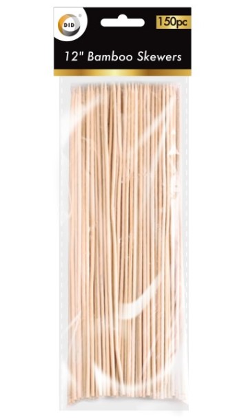 12" Bamboo Skewers 150 Pack - Click Image to Close