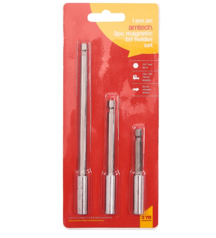 Amtech 3 Piece Magnetic Bit Holder - Click Image to Close