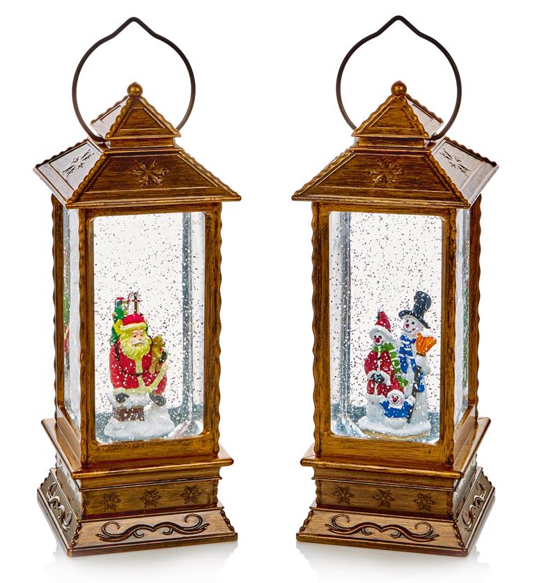 Christmas 27cm Oblong Water Spinner Santa Or Snowman - Click Image to Close