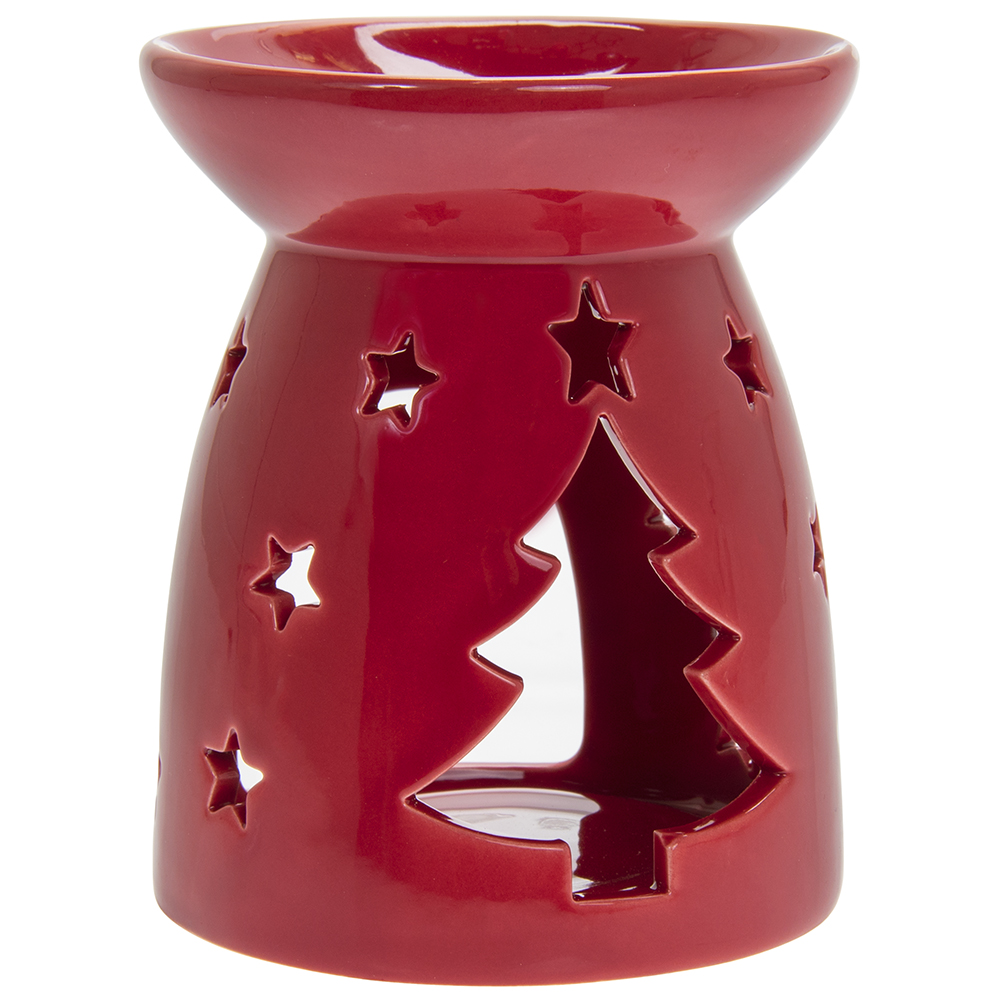 Christmas Tree Red Wax / Oil Burner - Click Image to Close