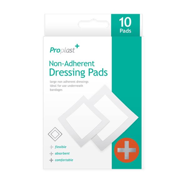 Non-Adherent Dressing Pads - 10 Pack - Click Image to Close