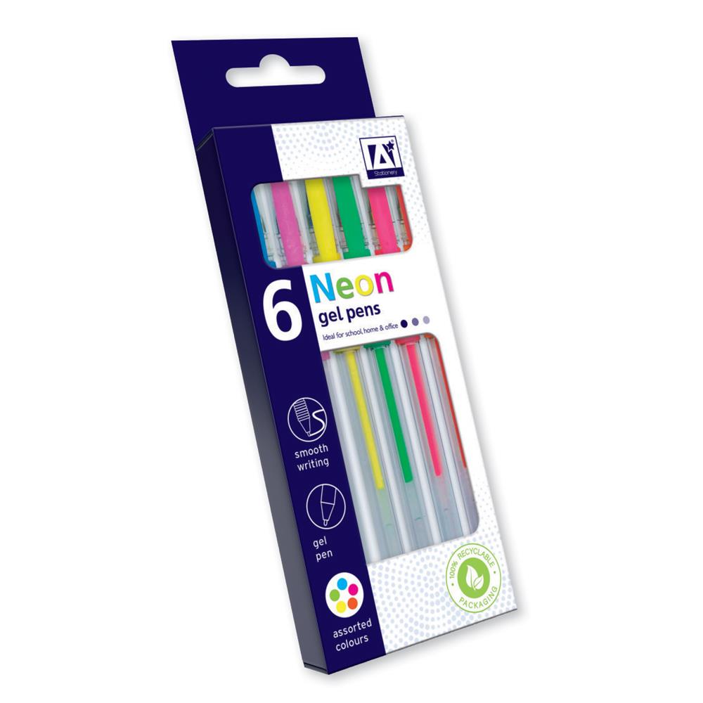 Stationery 5 Pack Neon Gel Pens - Click Image to Close