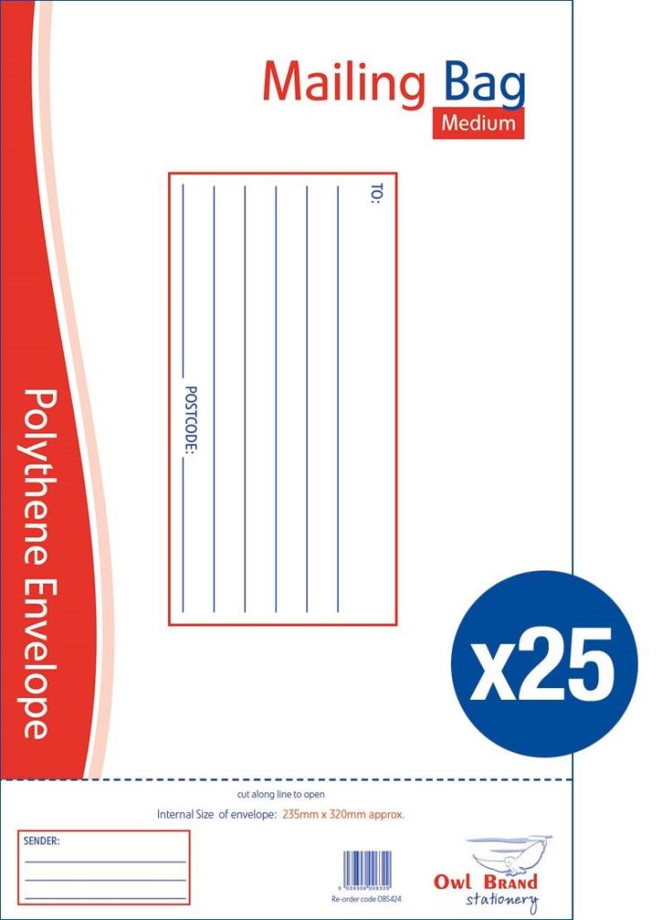 Mail Master Medium Mail Bags 25 Pack - Click Image to Close