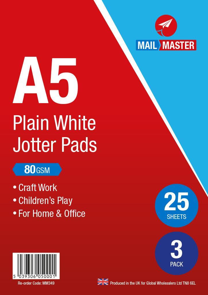 Mail Master A5 Jotter Pad 25 Sheets Pack Of 3 - Click Image to Close