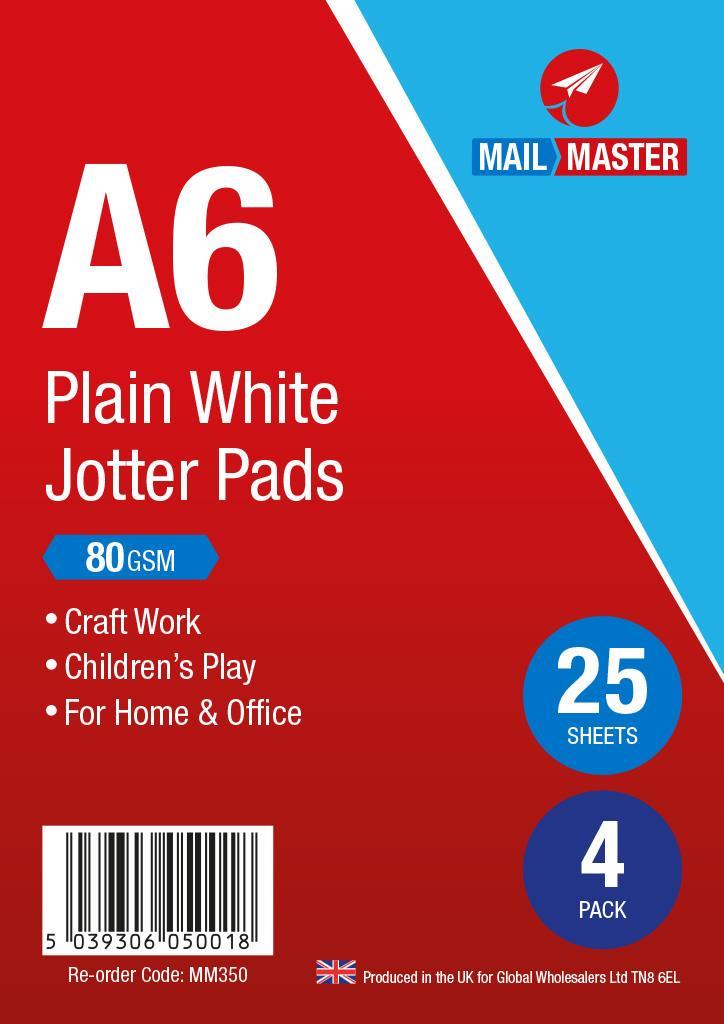 Mail Master A6 Jotter Pad 25 Sheets Pack Of 4 - Click Image to Close