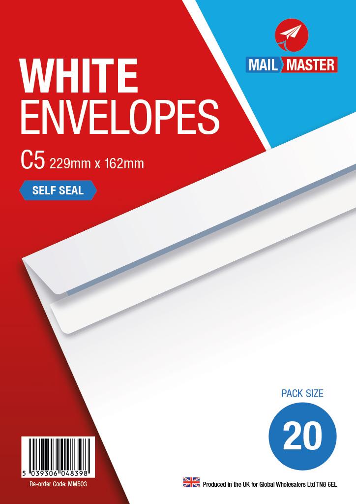 Mail Master C5 White Self Seal 20 Pack Envelope - Click Image to Close