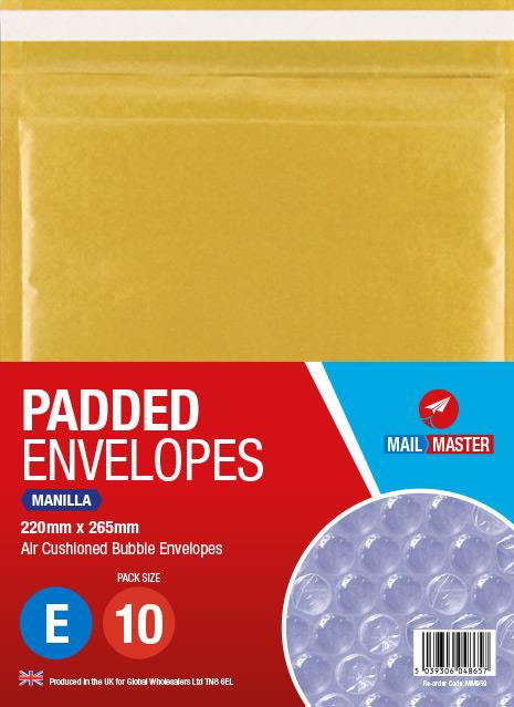 Mail Master E Manilla Padded Envelope 10 Pack - Click Image to Close