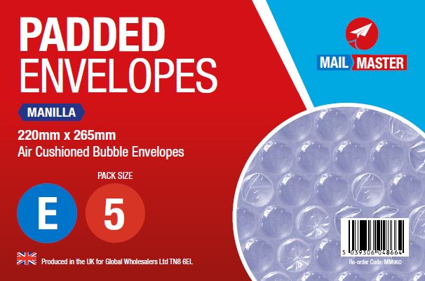 Mail Master E Manilla Padded Envelope 5 Pack - Click Image to Close