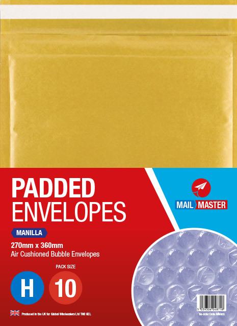 Mail Master H Manilla Padded Envelope 10 Pack - Click Image to Close