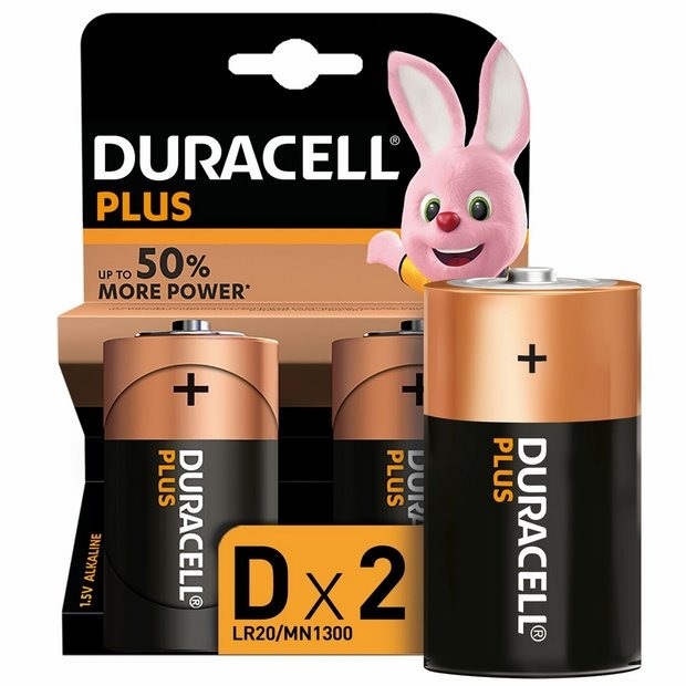 Duracell Plus D Batteries 2 Pack X 10 - Click Image to Close