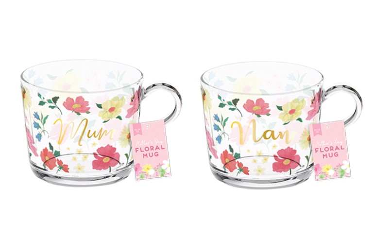 Mother's Day Floral Glass Mug - Click Image to Close