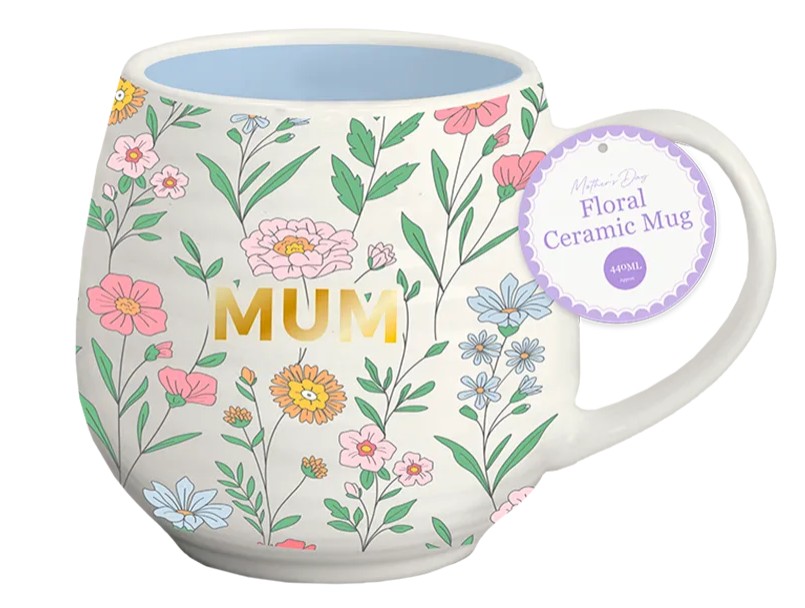 Mum Floral Ceramic Mug 440ml - Click Image to Close