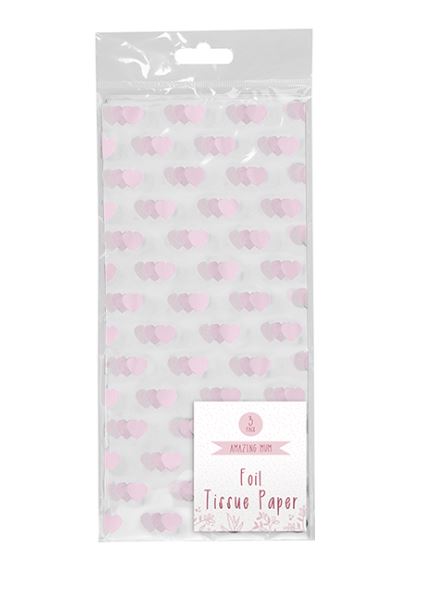 Foil Heart Tissue Paper 3 Sheet - Click Image to Close