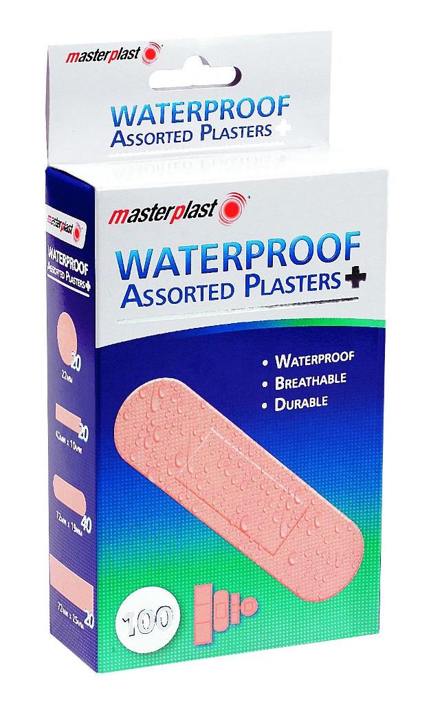 Plasters Waterproof 100 Pack ( Assorted Sizes ) - Click Image to Close