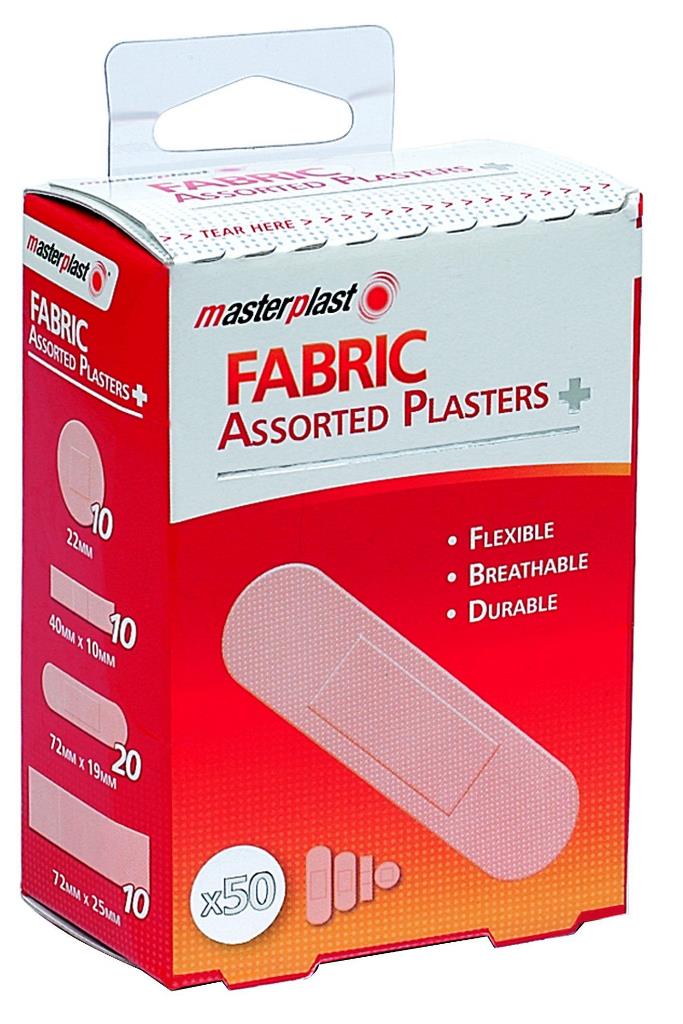 Fabric Plasters 50 Pack ( Assorted Sizes ) - Click Image to Close
