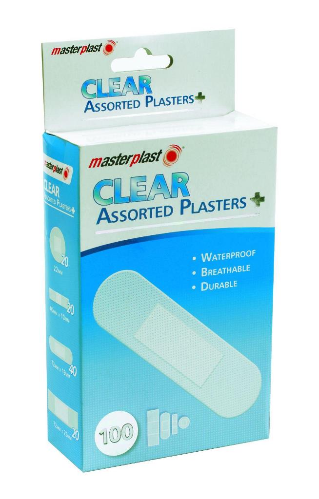 Clear Plasters 100 Pack ( Assorted Sizes ) - Click Image to Close