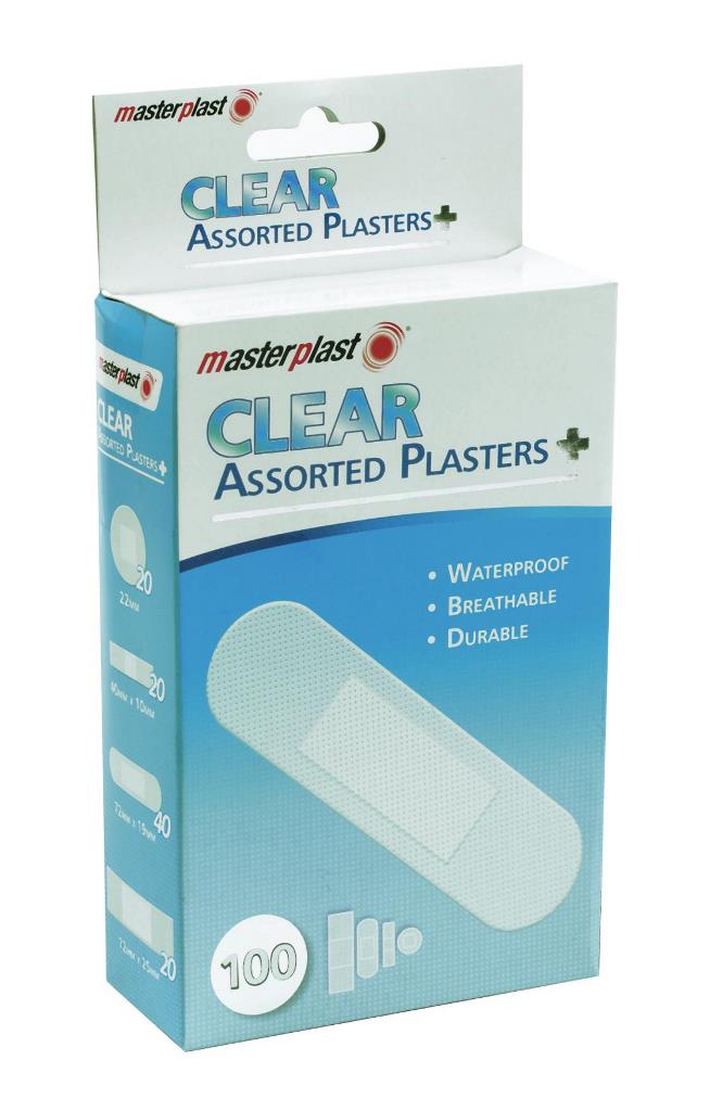 Clear Plasters 100 Pack ( Assorted Sizes ) - Click Image to Close