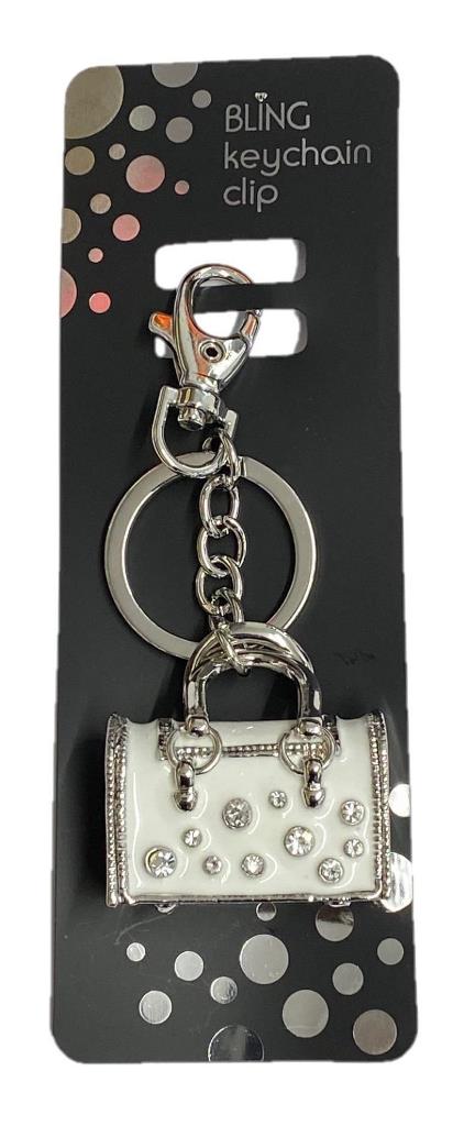 Bling Handbag Keyring With Keychain & Clip - Click Image to Close