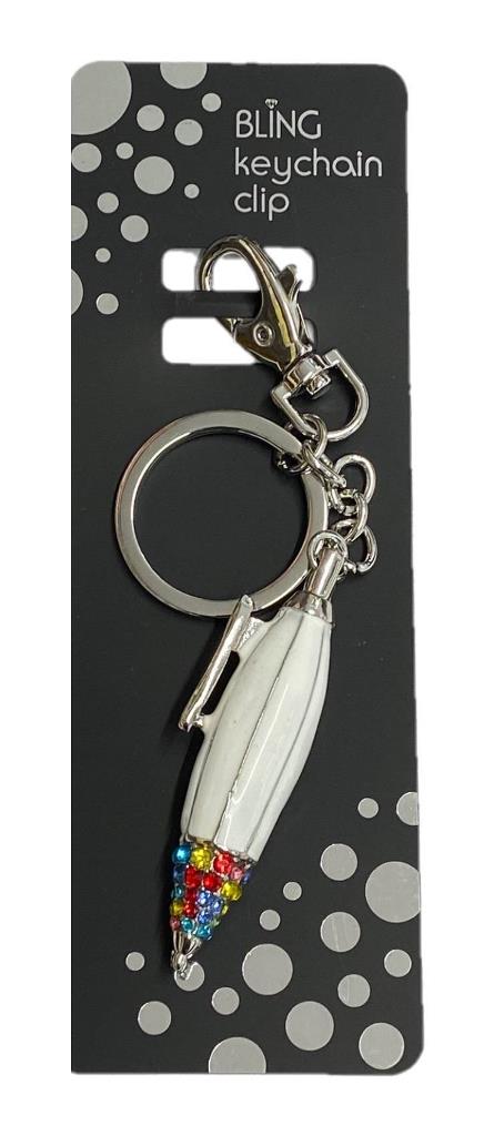 Bling Pen Design Keyring With Keychain & Clip - Click Image to Close