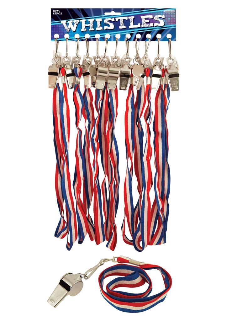 Union Jack 6cm Metal Whistle With Lanyard X 12 ( 54P Each ) - Click Image to Close