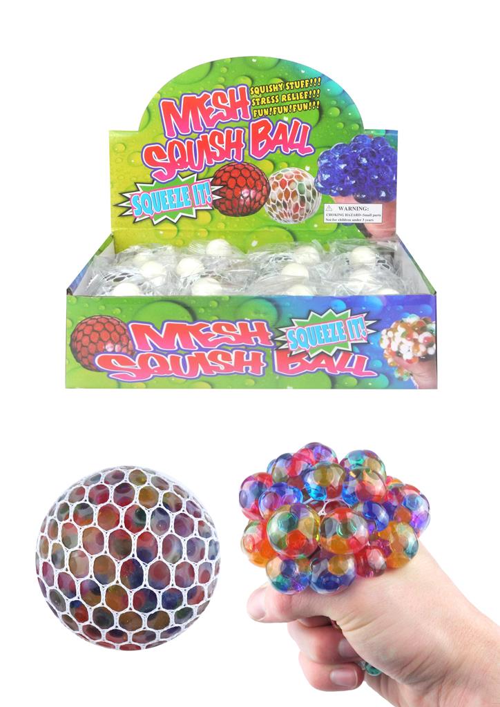 Squishy 7cm Mesh Net Ball With Colour Beads - Click Image to Close