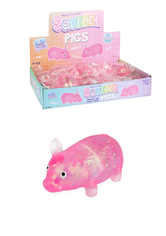 Sparkly Pig Squeeze Toy with Sugar Maltose (9.5cm) - Click Image to Close
