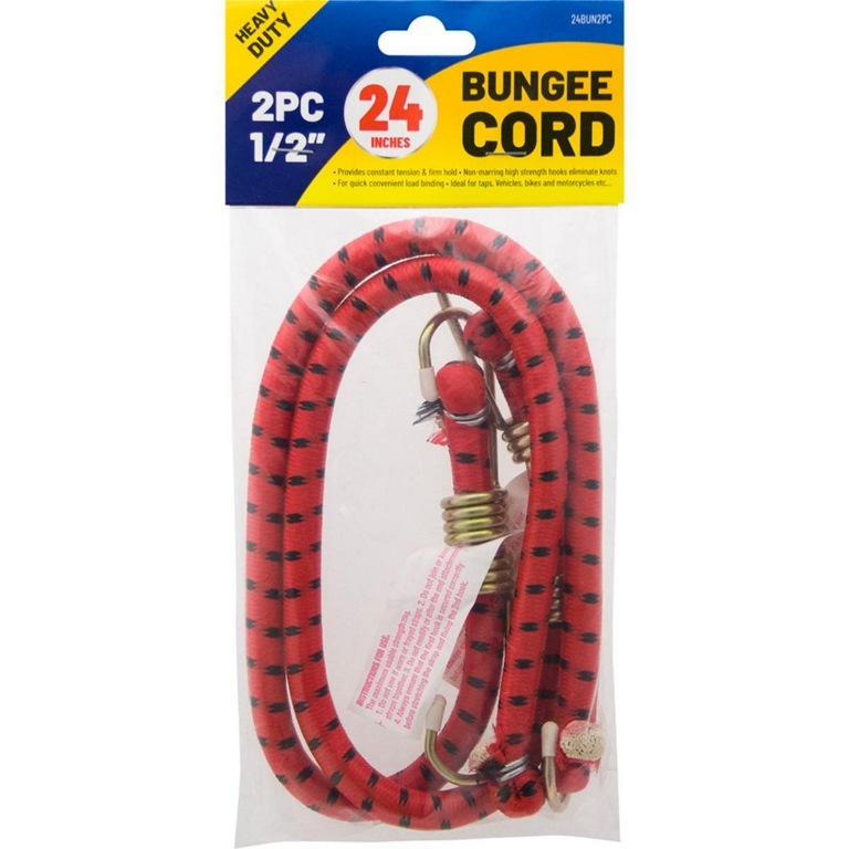 Bungee Cord 1/2" 24" Red 2 Piece - Click Image to Close