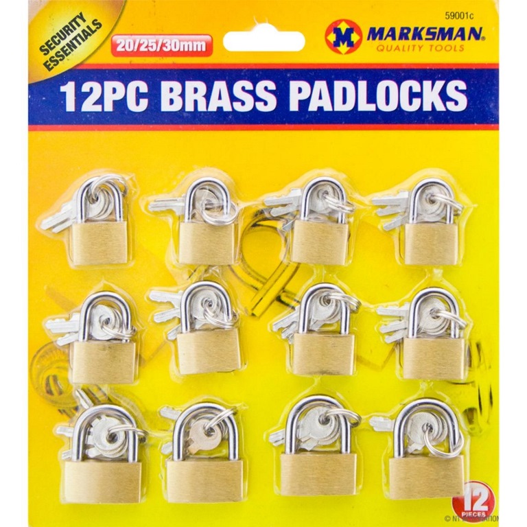 Brass Padlock Set 20, 25 and 30mm 12 Pack - Click Image to Close