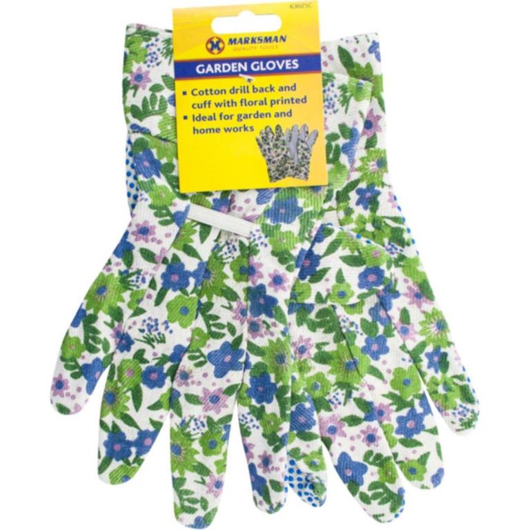 Floral Cotton Garden Gloves - Click Image to Close
