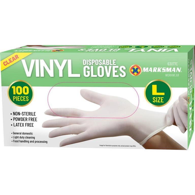 Clear Vinyl Powder Free Gloves Large 100pc - Click Image to Close