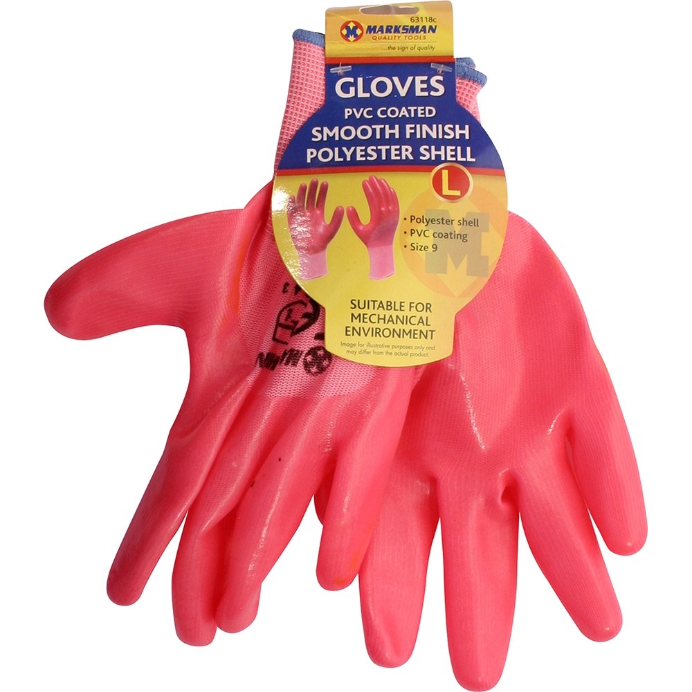 Pink Polyester Pvc Coating Gloves - Click Image to Close