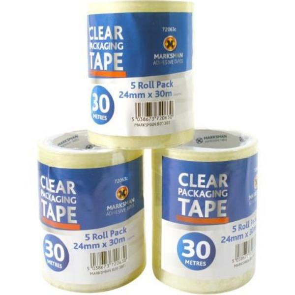 Clear Pack aging Tape 5Pc 24mmx30M - Click Image to Close