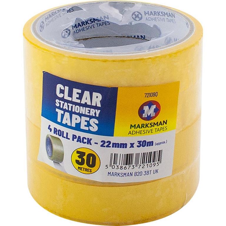 4 Roll Clear Stationary Packing Tape 22mm X 35M - Click Image to Close