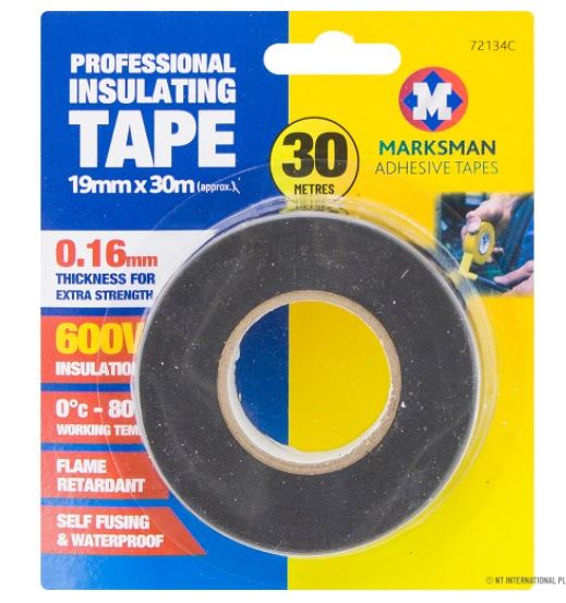 Heavy Duty Insulation Tape 19mm x 30mm - Black - Click Image to Close