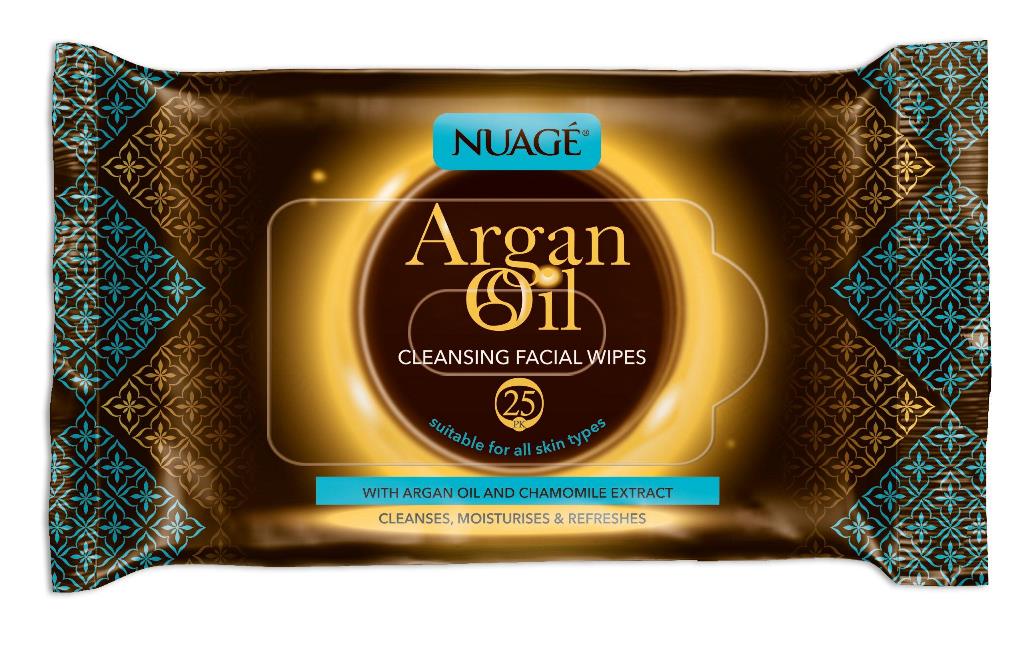 Nuage Argan Oil Cleansing Facial Wipes 2 X 25 Pack - Click Image to Close