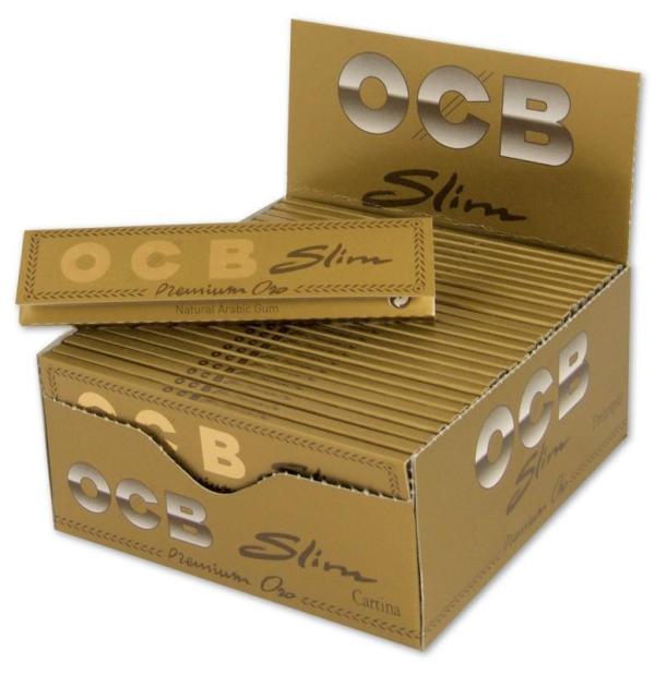 Ocb Gold King Size Slim Cigarette Paper 50 Pack - Click Image to Close