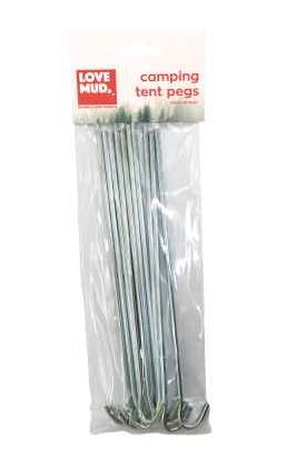 10 Pack Galvanised Steel Tent Ground Pegs - Click Image to Close